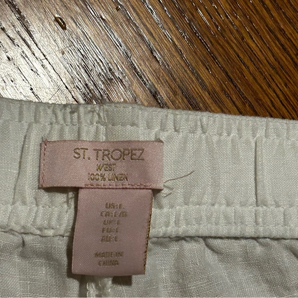 St. Tropez White Linen Pants - Picture 3 of 3